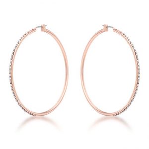 Large Rosegold Hoop Earrings with Crystals