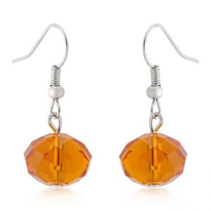 Orange Faceted Bead Earrings