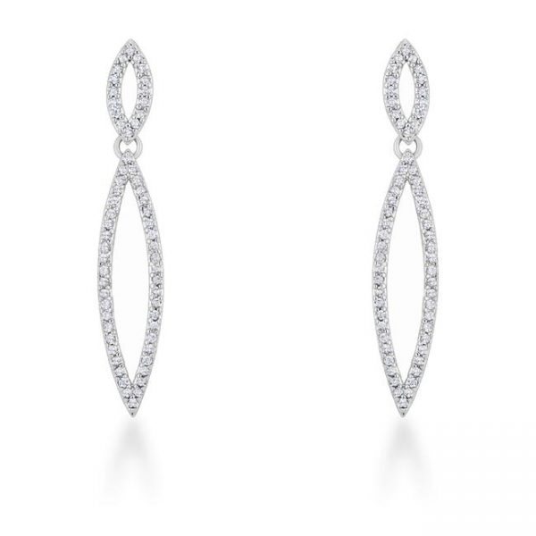 Sara 1.2ct CZ Rhodium Delicate Double Teardrop Drop Earrings