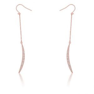 Luna 0.5ct CZ Rose Gold Delicate Moon Drop Earrings