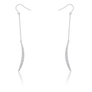 Luna 0.5ct CZ Rhodium Delicate Moon Drop Earrings