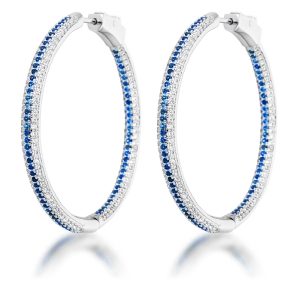 Red Micro Pave CZ Hoops|Sapphire Blue CZ Micro Pave Hoops