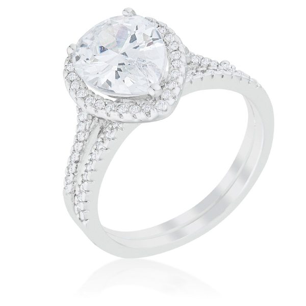 Halo Solitaire Pear Engagement Ring